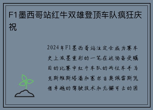 F1墨西哥站红牛双雄登顶车队疯狂庆祝